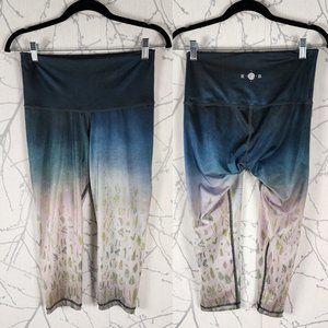 Rose Buddha Ombre Ferns Printed Recycled Polyester Capri Leggings